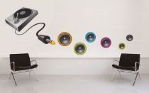 sticker platine vinyl imprim� sur vinyle adh�sif avec d�coupe � la forme.