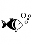 Sticker poisson d�coup�s � la forme dans vinyle de couleur unie . Planche comprenant 1 sticker Poisson et 4 stickers Bulles pour une d�coration simple et efficace d'un miroir de salle de bain par exemple.