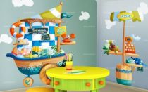 Sticker produits de la mer, coquillages et crustac�s. Imprim� sur adh�sif avec d�coupe � la forme. Ce visuel donnera une touche marine dans la chambre de vos bambins.