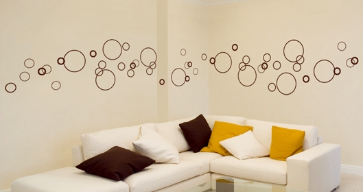 Sticker r�tro bulles pour cr�er une d�coration de salon vintage