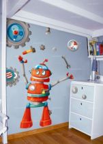 sticker robot. Bricolo le robot, un sticker imprim� sur adh�sif d�coup� � la forme.