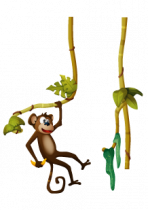 Sticker singe suspendu � assembler imprim� sur adh�sif d�coup� � la forme. Vous pouvez agrandir la longueur de votre lianes gr�ce � un sticker compl�mentaire.