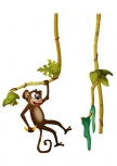 Sticker singe suspendu � assembler imprim� sur adh�sif d�coup� � la forme. Vous pouvez agrandir la longueur de votre lianes gr�ce � un sticker compl�mentaire.