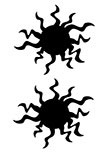 Deux soleils d�coup�s � la forme dans vinyle de couleur unie. Pour une d�coration sur le th�me africain, ces stickers seront parfaits