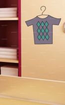 Sticker T-Shirt � carreaux sur cintre.