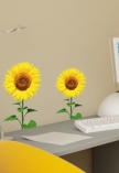Sticker mural tournesol ou fleur du soleil imprim� sur adh�sif blanc avec d�coupe � la forme. Ce sticker mural va faire rentrer le soleil dans vos maisons