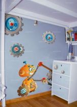 sticker trompe-l\'oeil. Rikiki le robot � utiliser comme\r\ntrompe-l\'oeil. Sticker imprim� sur adh�sif d�coup� � la forme.