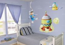 Sticker Espace : Vaisseau extraterrestre. Sticker d�coratif enfant imprim� sur adh�sif d�coup� � la forme.