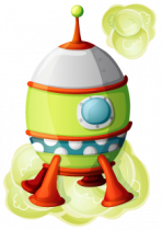 Sticker vaisseau spatial au d�collage et son nuage de fum�e. Sticker d�coratif enfant imprim� sur adh�sif d�coup� � la forme.