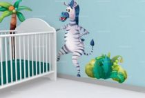Sticker d�coratif enfant Ray� le z�bre imprim� sur adh�sif d�coup� � la forme.