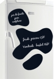 stickers ardoise. T�ches de vache. Gr�ce � cette planche de 6 stickers ardoises, vous allez pouvoir donner une seconde jeunesse � la d�coration de votre frigo et occuper les enfants � dessiner avec une simple craie blanche, pendant la pr�paration de leurs plats pr�f�r�s. Un coup d'�ponge et on recommence. Elle est pas belle la vache, euh la vie ....