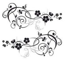 Stickers voiture avec des motifs floraux en frise