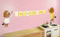 Le stickers banderole bonjour pour d�corer la chambre des enfants sur le th�me de la montagne