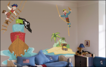 Le stickers bateau pirate en mer pour d�corer une chambre d\'enfant