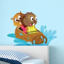 Le stickers b�b� castors pour d�corer la chambre des enfants sur le th�me de la montagne