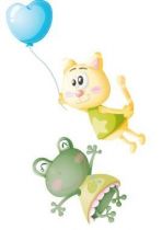 Stickers b�b� grenouille et chat.