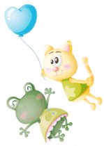 Stickers b�b� grenouille et chat.