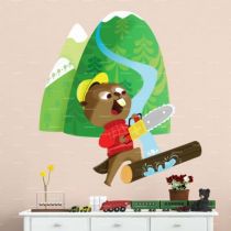 Le stickers b�cheron montagnard pour d�corer la chambre des enfants sur le th�me de la montagne