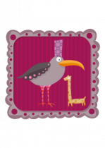 Stickers cadre oiseau et girafe.