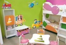 Stickers Camion de Pompier imprim� sur adh�sif blanc avec d�coupe � la forme.