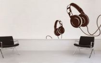 Sticker casque audio d�coup� � la forme dans vinyle de couleur unie.