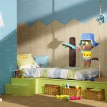 Le stickers castor b�cheron pour d�corer la chambre des enfants sur le th�me de la montagne