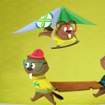 Le stickers castor en deltaplane pour d�corer la chambre des enfants sur le th�me de la montagne