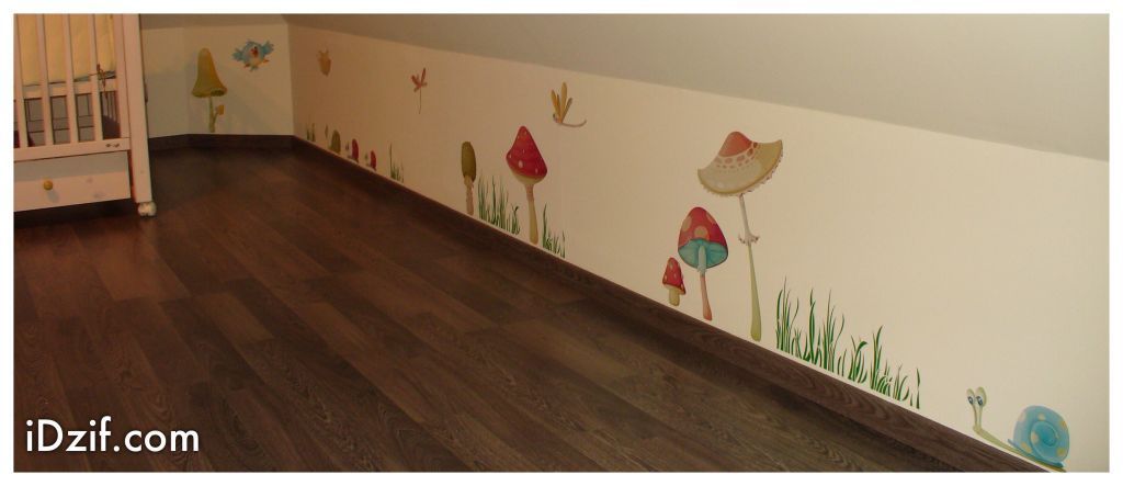 stickers chambre b�b� th�me champignon