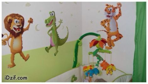 stickers chambre b�b� th�me jungle