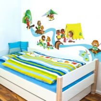 Le stickers chambre d\'enfant castors � la montagne pour d�corer la chambre des enfants sur le th�me de la montagne