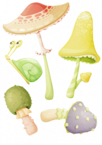 Stickers champignon et escargot vert pour d�corer une chambre d\'enfant ou cr�er une d�coration sur le th�me forestier avec des couleurs douces et pastels. Ce sticker champignon et escargot vert apportera une touche de nature et compl�tera le d�cor du mur au niveau du sol.  Sticker imprim� sur du vinyle adh�sif et d�coup� � la forme. Gamme de stickers enfants Jardin secret, cr�ation Kmiep.