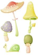Stickers champignon et escargot vert pour d�corer une chambre d\'enfant ou cr�er une d�coration sur le th�me forestier avec des couleurs douces et pastels. Ce sticker champignon et escargot vert apportera une touche de nature et compl�tera le d�cor du mur au niveau du sol.  Sticker imprim� sur du vinyle adh�sif et d�coup� � la forme. Gamme de stickers enfants Jardin secret, cr�ation Kmiep.