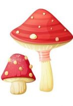 Stickers champignons rouges pour d�corer une chambre d\'enfant ou cr�er une d�coration sur le th�me forestier avec des couleurs douces et pastels. Ce sticker champignon apportera une touche de nature et compl�tera le d�cor du mur au niveau du sol.  Sticker imprim� sur du vinyle adh�sif et d�coup� � la forme. Gamme de stickers enfants Jardin secret, cr�ation Kmiep.