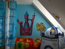 Stickers chateau fort dans une ambiance de chevalier pour enfant. En vente sur idzif.com