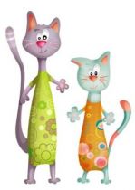 stickers chats. Les color�s des stickers chats imprim�s sur adh�sifs et d�coup�s � la forme. Planche de deux stickers chats d�coratifs pour chambre enfants.