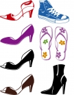 stickers chaussures. Planche de 7 stickers chaussures d�coup� � la forme id�al pour refaire une jeunesse � vos bo�tes de rangement ou d�corer vos murs. Stickers utilis�s par Val�rie Damidot dans �mission de d�co