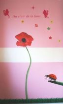 Stickers coquelicot imprim� sur vinyle adh�sif avec d�coupe � la forme.