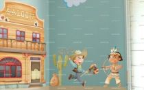 stickers cow boy, les stickers pour d�corer la chambre sur un th�me intemporel, les cowboys et les indiens