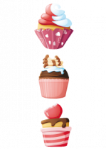 Sticker muffins. Imprim� sur adh�sif avec d�coupe � la forme. Id�al pour compl�ter la collection muffins.