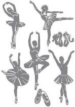 Stickers danseuse classique, 5 petites danseuses rat de l\'op�ra et leurs chaussons