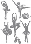 Stickers danseuse classique, 5 petites danseuses rat de l'op�ra et leurs chaussons