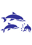 Stickers dauphins d�coup�s � la forme dans vinyle de couleur unie. Planche de 3 stickers dauphins avec gouttes d'eau