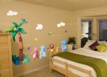 Stickers d�coratifs enfants deux hippopotames imprim�s sur adh�sifs d�coup�s � la forme.