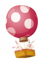 Stickers enfants : Deux lapinous en montgolfi�re imprim�s sur adh�sif avec d�coupe � la forme. Ils adorent partir en voyage! Vu dans M6 D&CO.