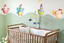 Stickers Animaux de la ferme : deux poules. Stickers imprim�s sur adh�sifs d�coup�s � la forme.