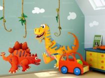 Stickers dinosaures d�coratif pour enfant. Dinosaure Th�odore l\'Allosaure imprim� sur adh�sif d�coup� � la forme.