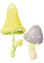 Stickers duo de champignons pour d�corer une chambre d\'enfant ou cr�er une d�coration sur le th�me forestier avec des couleurs douces et pastels. Ce sticker duo de champignon apportera une touche de nature et compl�tera le d�cor du mur au niveau du sol.  Sticker imprim� sur du vinyle adh�sif et d�coup� � la forme. Gamme de stickers enfants Jardin secret, cr�ation Kmiep.