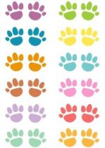 Stickers empreintes oursons. 24 stickers empreintes multicouleurs imprim�s sur adh�sifs et d�coup�s � la forme. Cette planche de stickers est id�ale pour compl�ter votre d�coration murale.