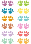 Stickers empreintes oursons. 24 stickers empreintes multicouleurs imprim�s sur adh�sifs et d�coup�s � la forme. Cette planche de stickers est id�ale pour compl�ter votre d�coration murale.