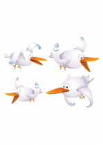 Stickers enfants. Les Mouettes, des stickers pour enfant, ces 4 Mouettes imprim�es sur adh�sif d�coup�es � la forme feront le bonheur des votres.